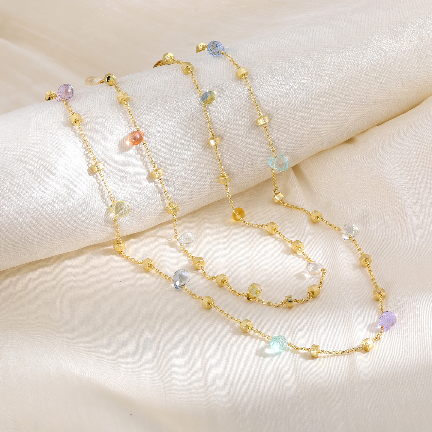 重工拉丝多巴胺彩色项链女款s925纯银轻奢高级感锁骨链小红书爆款详情10