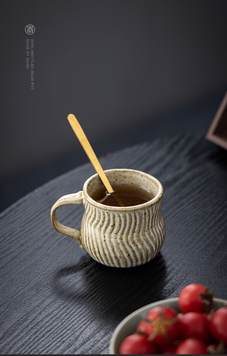 侘寂粗陶复古咖啡杯水杯手捏陶瓷高颜值陶瓷杯茶咖杯下午茶马克杯详情10