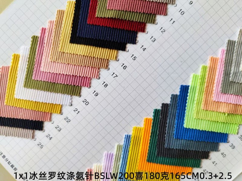 Polyester and ammonia ribbed fabric in stock: 1X1 ribbed, 2X2 textured, 5X2 ribbed, 4X3, 2X1, 8X5, 8X3, 8X4 elastic stripes pic 24