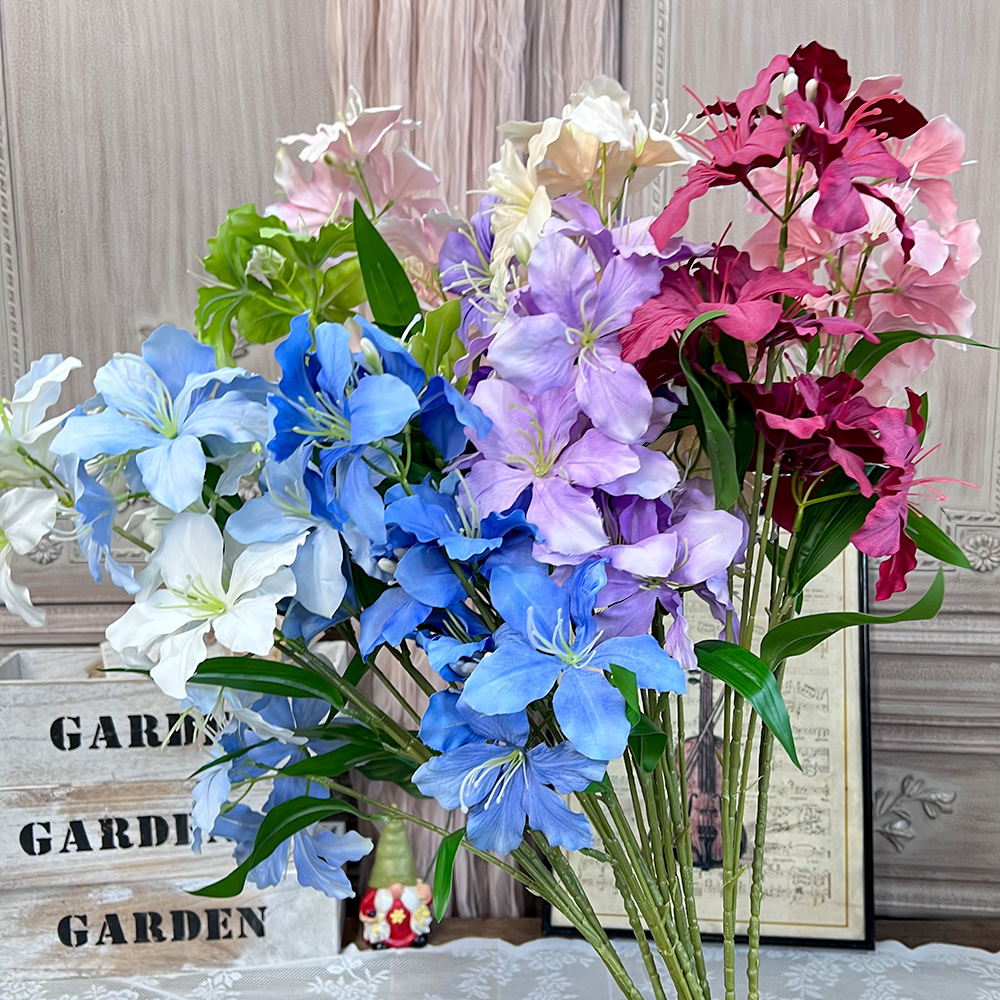 10头百合仿真假花成品人造绢花婚庆地排用花塑料花高级感婚礼布置详情5