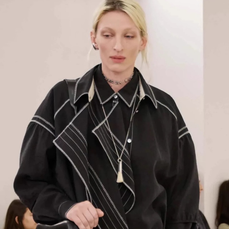 Lema*车静媛同款毛刷子项链ins小众设计高级感复古刷子长款毛衣链详情8