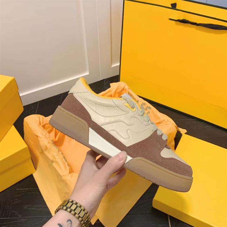 高版本F家match麂皮板鞋女平底系带拼接真皮小白鞋男女同款德训鞋详情12