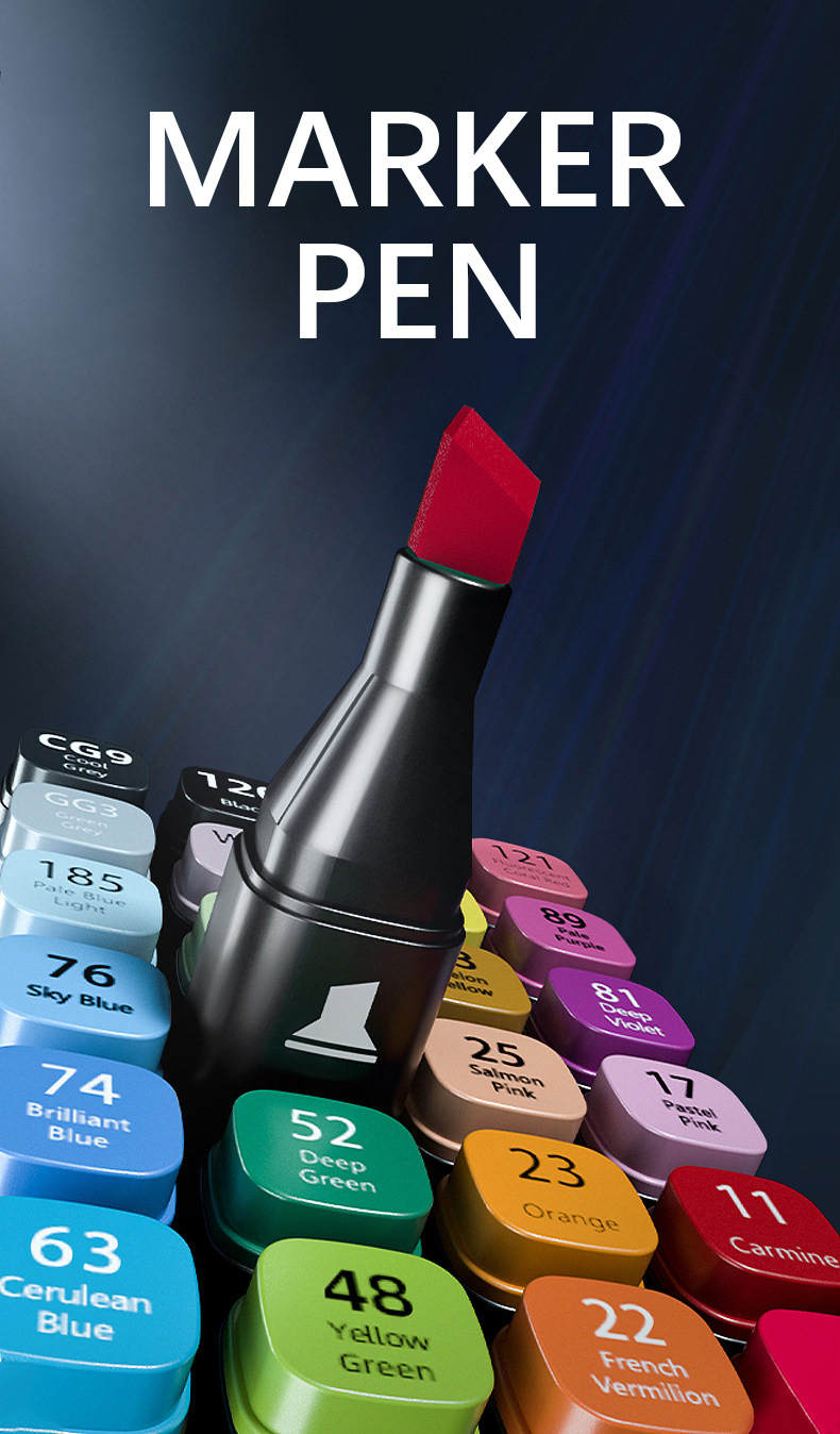 24-color New student Black Art washable Marker Pen, Colorful double-pointed note-taking pen for children Marcador pic 1