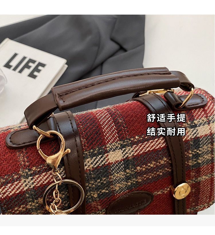 高级感学院风双肩包小众背包2025新款简约格子书包通勤英伦风女包详情4