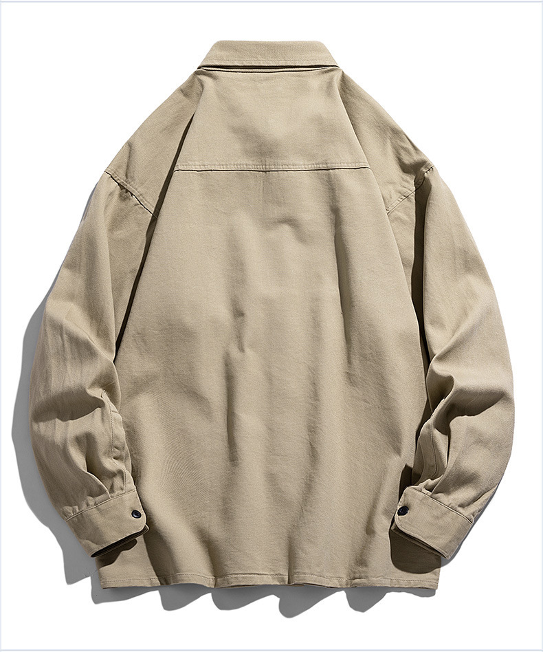 2024春季男士新款棉质衬衫休闲宽松纯色工装日系潮流ins长袖衬衣详情20