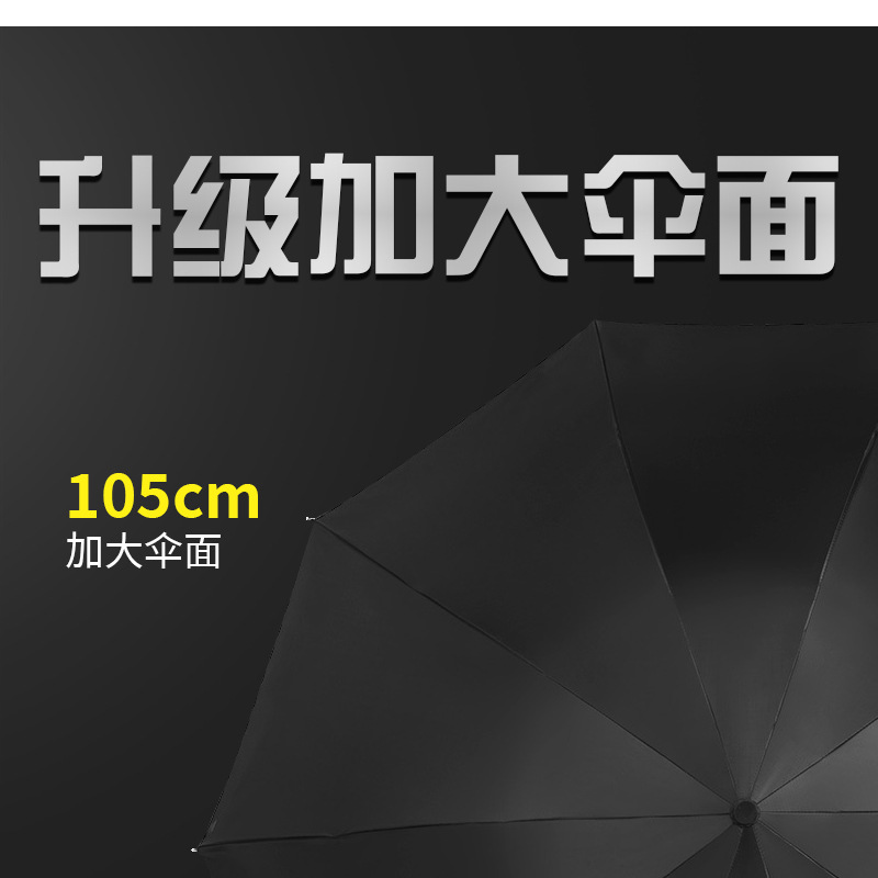 Best-selling large-sized ten-bone umbrella, folding business umbrella for men and women, three-fold advertising umbrella, custom-printed logo pic 5