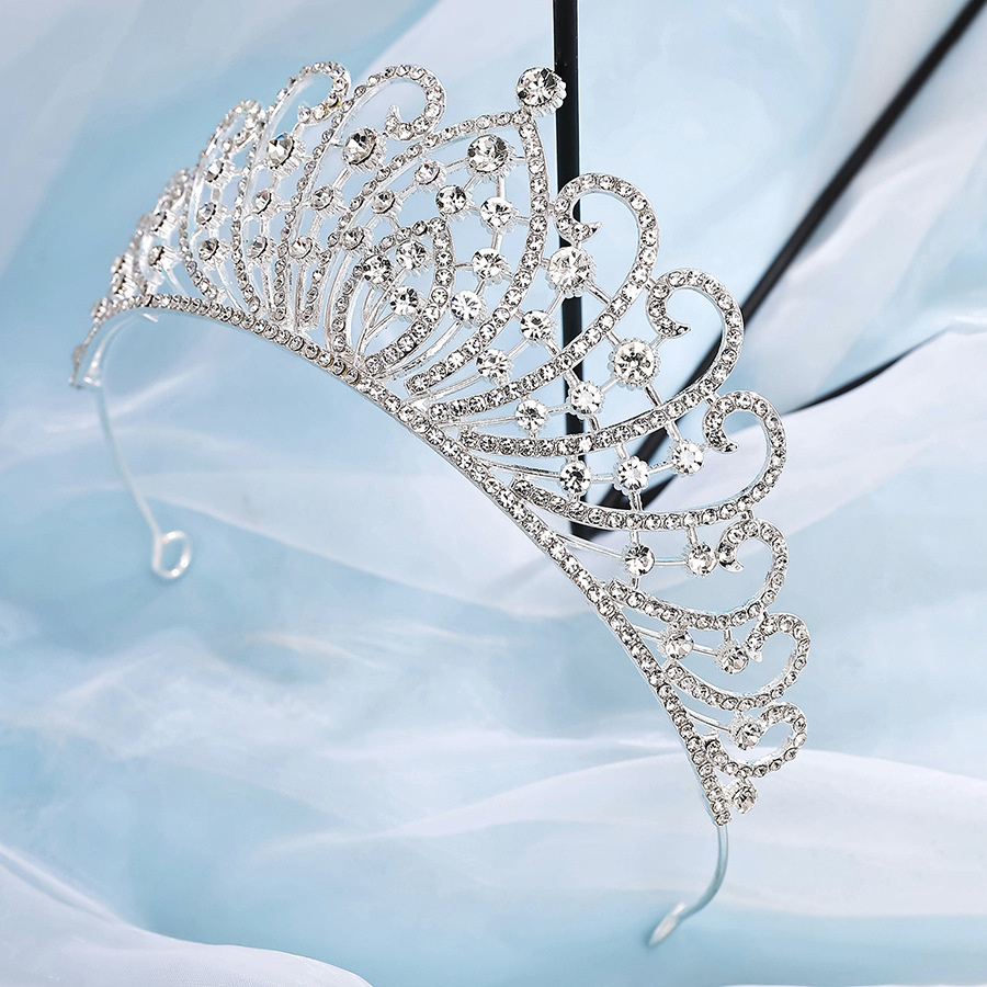 时尚个性新款钻石银色公主头饰大气奢华婚纱礼服超闪水晶新娘皇冠详情6