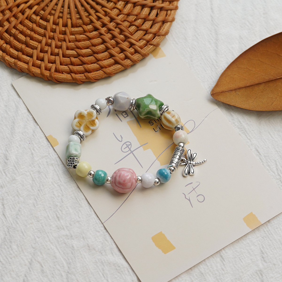 A new Chinese-style single-loop Jingdezhen ceramic bracelet, a touch of celadon ethnic style artistic butterfly fashion bracelet accessory pic 8