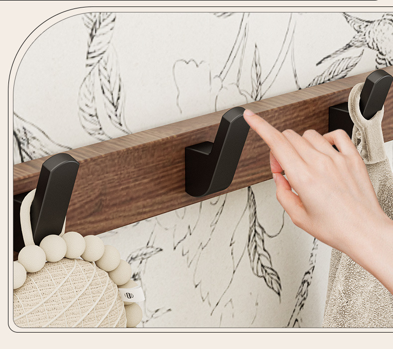 胡桃木卫生间毛巾架免打孔高端浴巾置物架浴室架子洗手间厕所挂件详情23