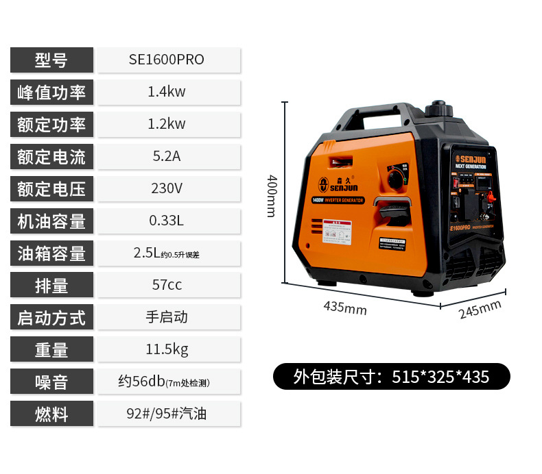 森久汽油发电机家用微型220v静音变频3kw房车户外手提露营便携式详情26