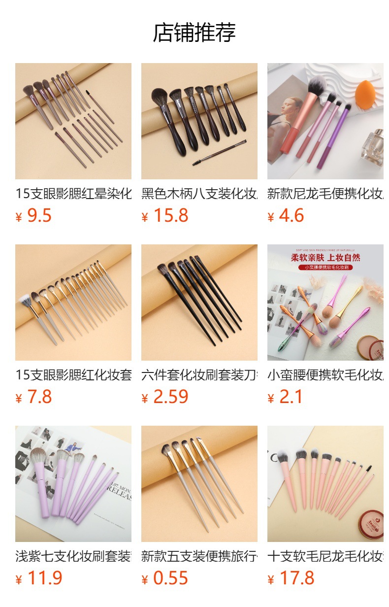10只尼龙毛拉链紫化妆套刷 彩妆工具化妆刷 便携塑料柄化妆刷包详情1