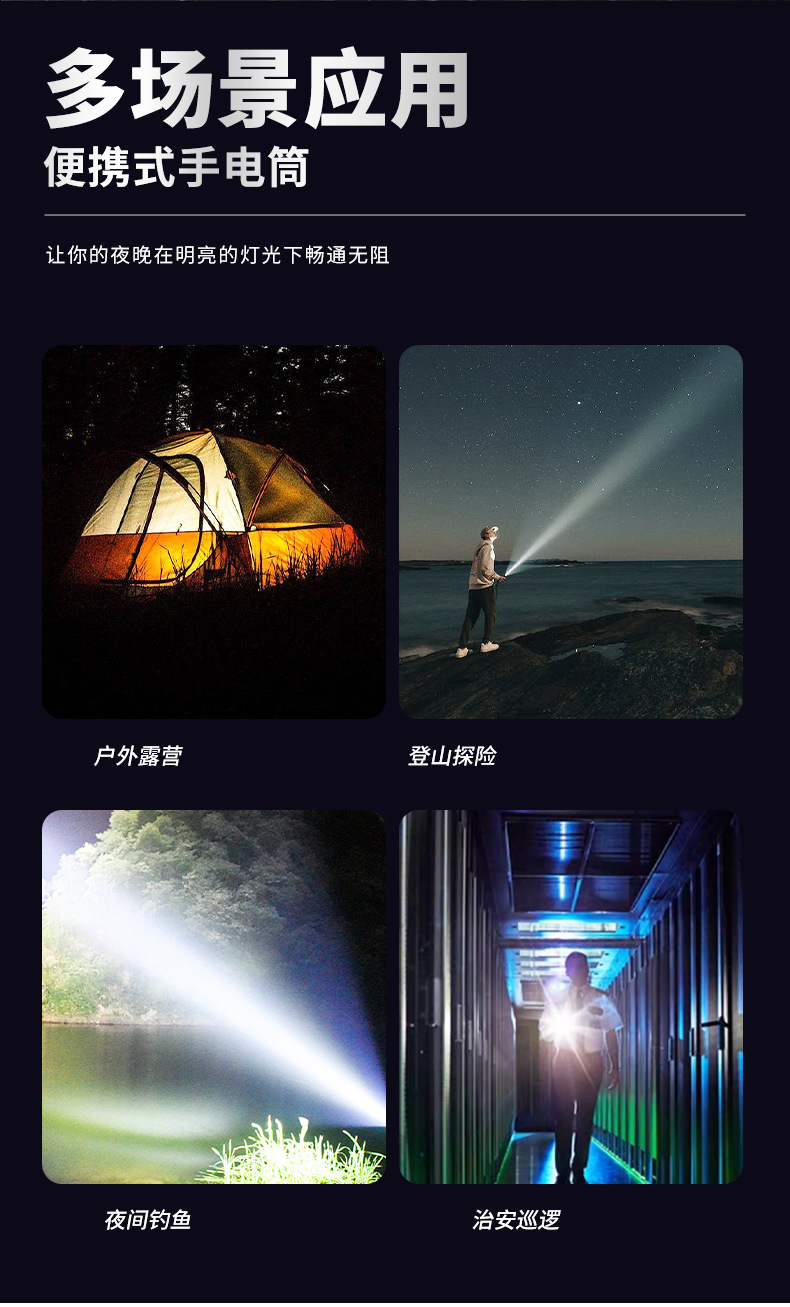 Cross-border high-intensity long-range zoom flashlight, white laser, outdoor patrol and exploration multi-functional portable flashlight with fluorescence pic 10
