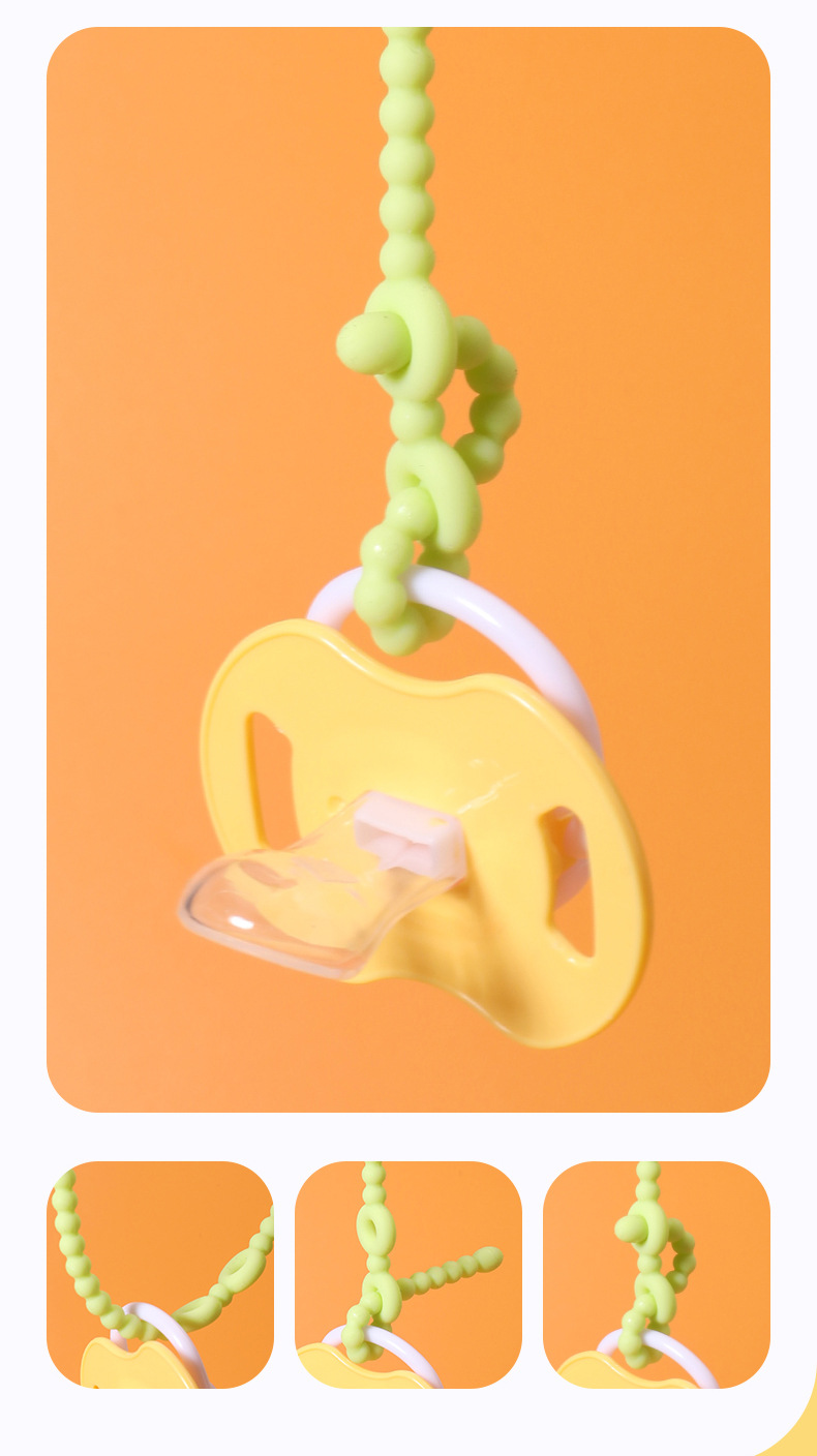 婴儿奶嘴链婴幼儿牙胶防丢链宝宝安抚奶嘴夹硅胶一体式喂养用品详情4