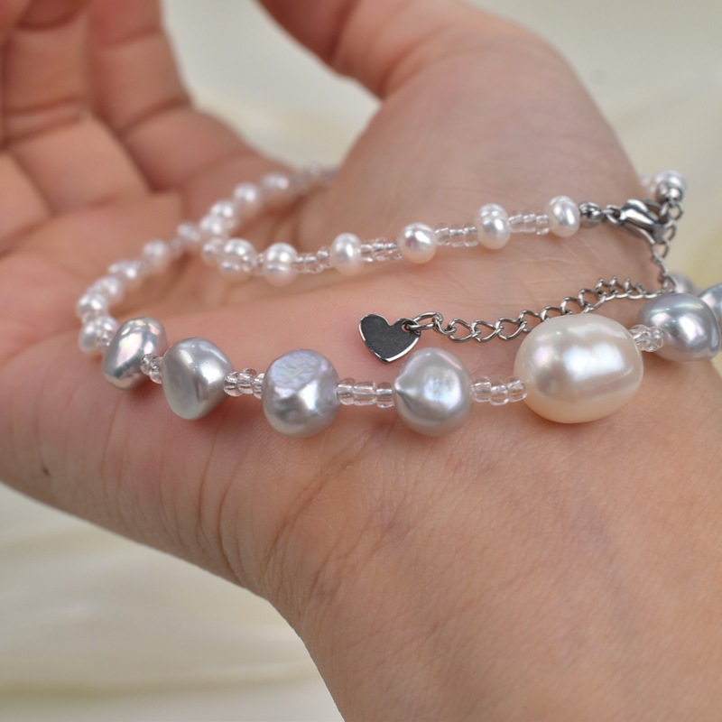 气质灰色巴洛克天然淡水珍珠项链女轻奢简约百搭珍珠锁骨链颈链详情13