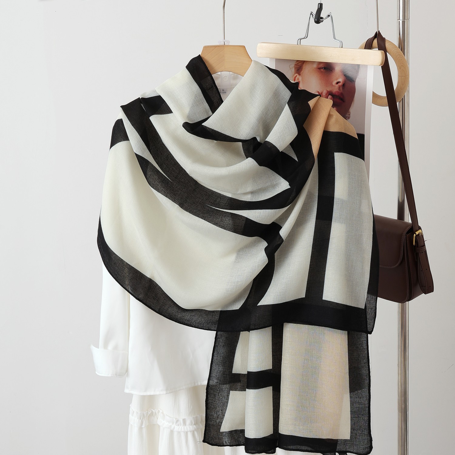 A color-blocked fashionable faux wool scarf, a thin and warm silk scarf, a large shawl, and a fashionable cape long scarf for women pic 21