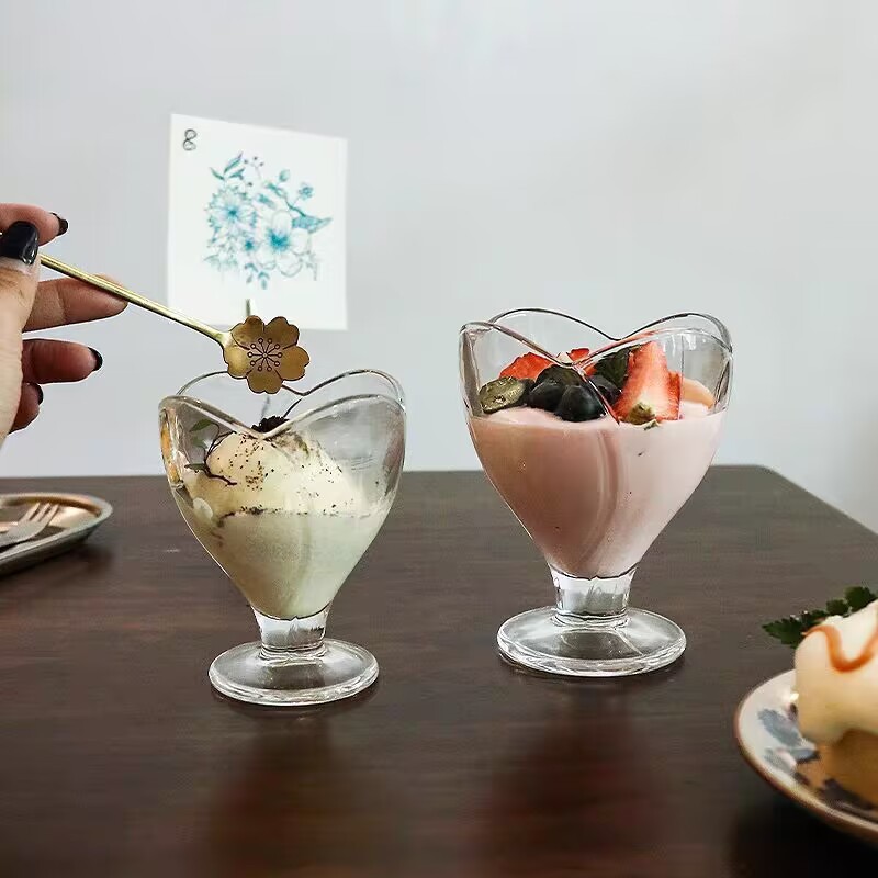 Wholesale InS-style glass lotus ice cream cups, dessert yogurt glass cups, fruit smoothies, fruit cups and cake cups pic 6