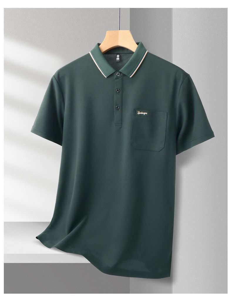 Verano nuevo hombre camiseta manga corta bolsillos reales solapa bordada POLO business manga media vestido papa pic 23