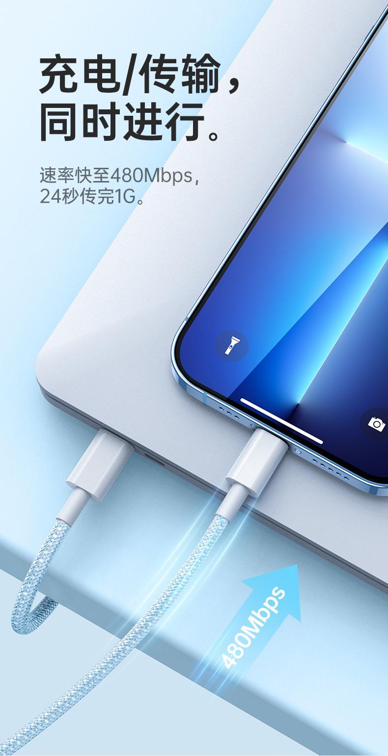【全网低价】适用苹果14iPhone13promax快充线PD20W编织数据线27W详情16