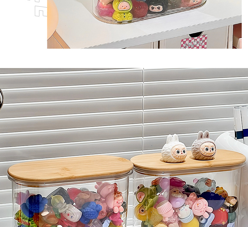 萌宠LABUB小玩偶盲盒DIY密封木盖塑料桌面收纳罐详情11