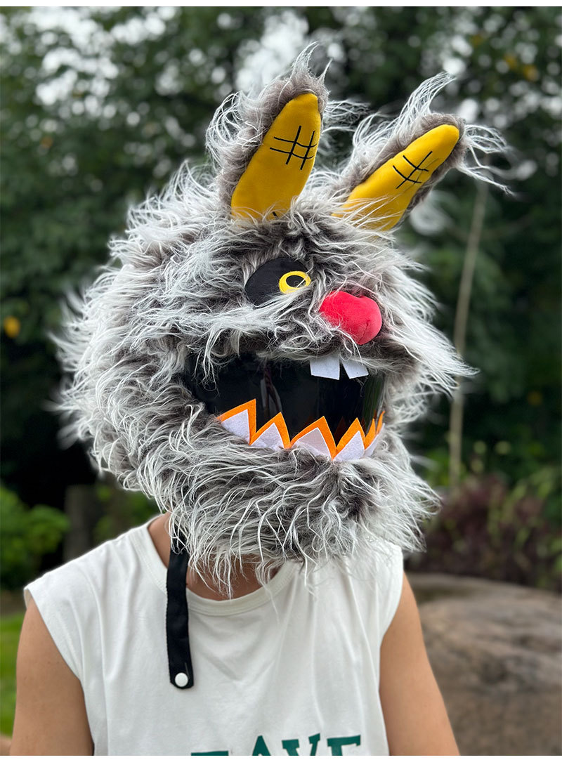 Cross-border personalized long-haired helmet covers, plush motorcycle protection covers, scratch-resistant and cute style riding cap covers are selling well across borders pic 15