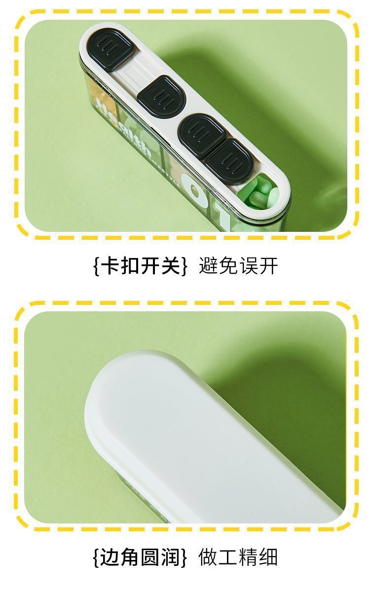 Portable medicine box, small medicine dispensing box, mini medicine storage box for seven days a week, divided into compartments for three meals a day pic 14