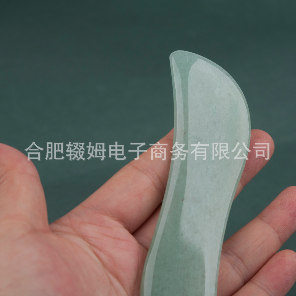 厂家天然玉石绿东陵刮痧板粉晶按摩板脸部面部全身通用刮痧按摩器详情13