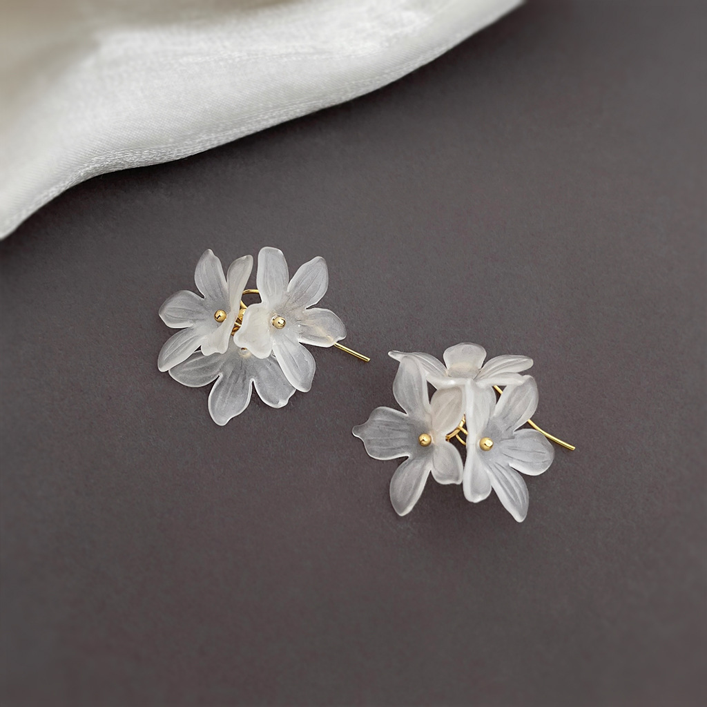 Forest-style fresh and sweet floral acrylic earrings, elegant and feminine new earrings factory accessories supply pic 4