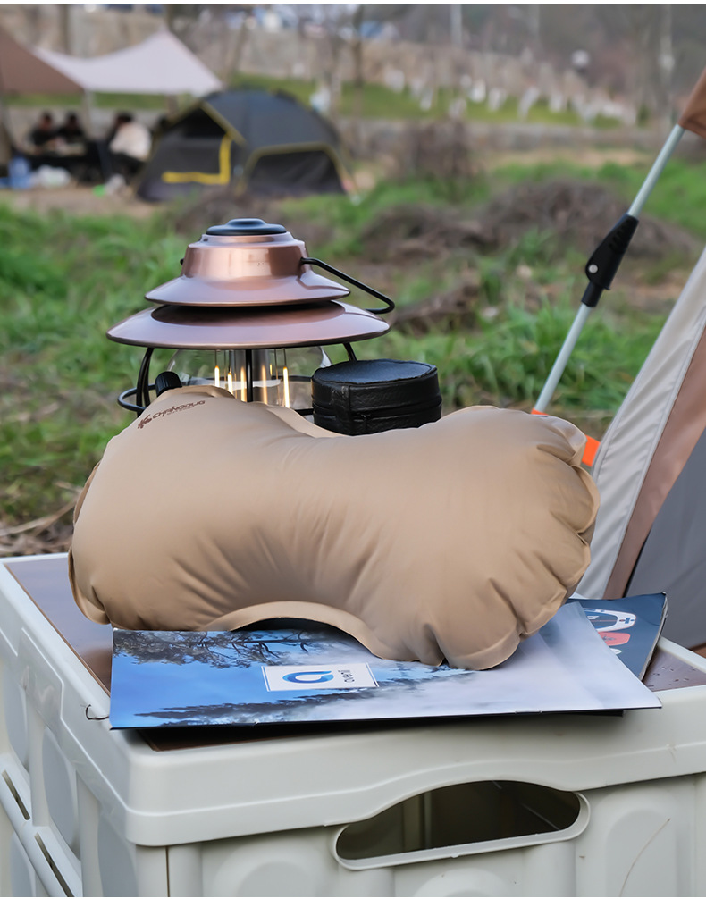Xanoduji portable sponge backrest for outdoor camping, automatic inflatable simple pillow, multi-purpose bean filling pillow pic 22