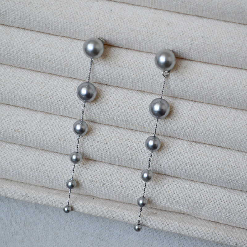 日韩小众简约气质渐变大小珍珠流苏925银针耳环长款设计感耳饰女详情14