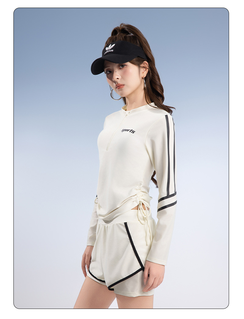The new two-piece swimsuit for women is conservative. It dries quickly, slimming and concealing the belly. It is a long-sleeved sports swimming suit specially designed for swimming pools to hide flesh pic 17