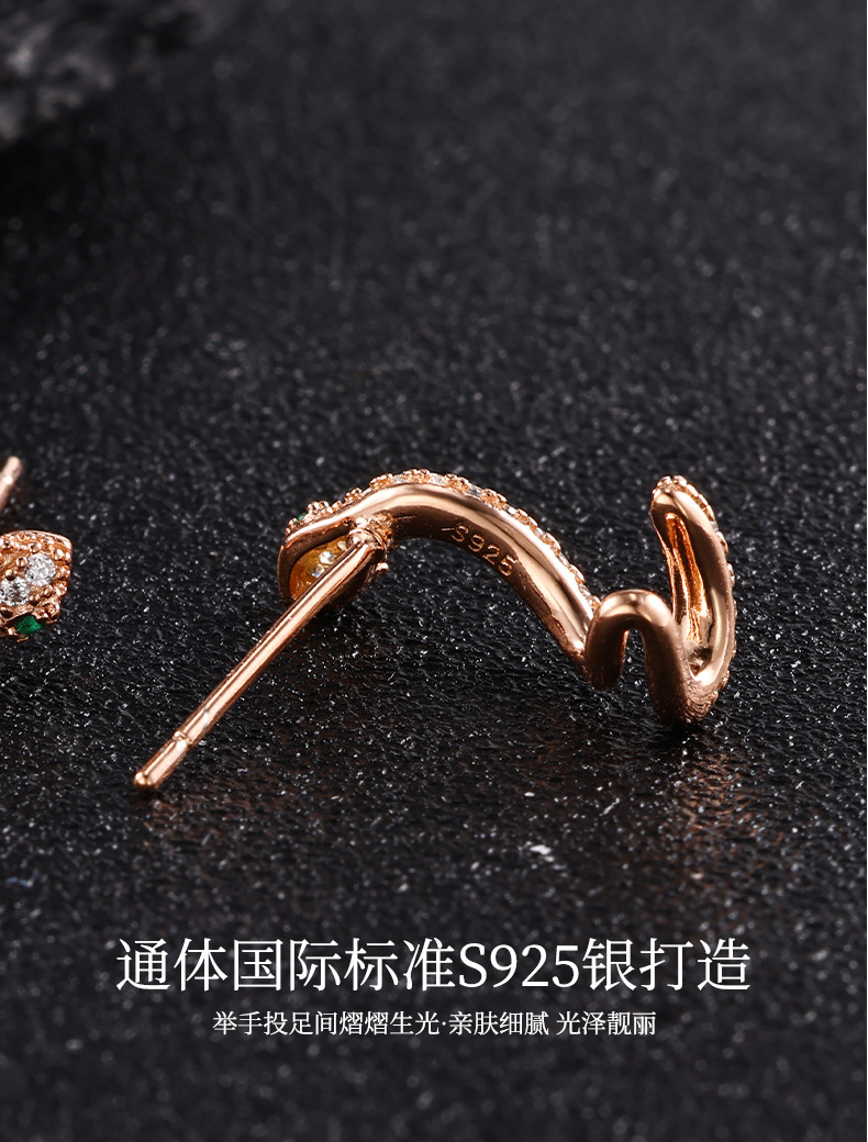 Zhuoheng selects diamond-encrusted snake-shaped earrings, pink earrings, fashionable earrings, accessories, wholesale trendy earrings pic 16