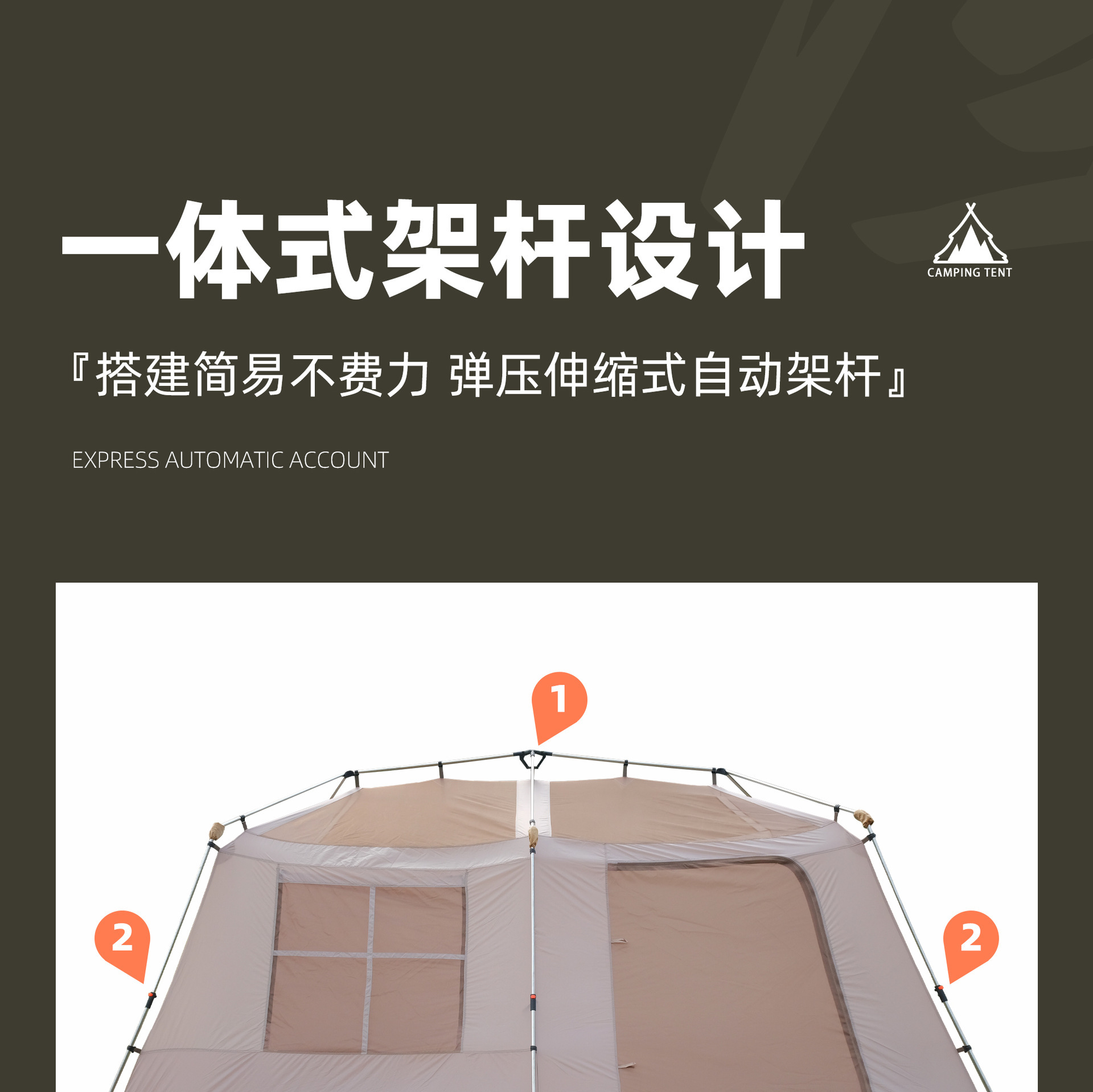 厂家批发屋脊13帐篷全自动野营防雨加厚银胶速开两室一厅露营帐篷详情13