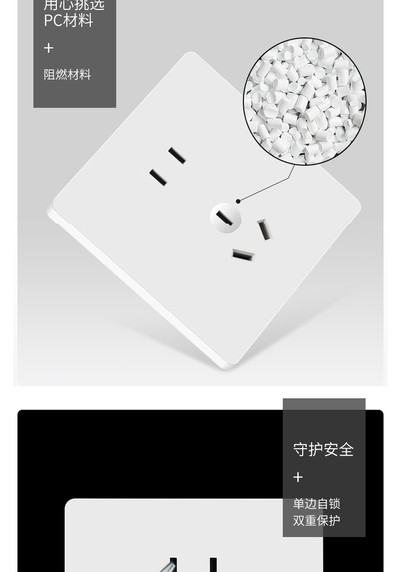 国际电工特价款家用墙壁开关86型暗装一开单控面板大面板五孔插座详情15