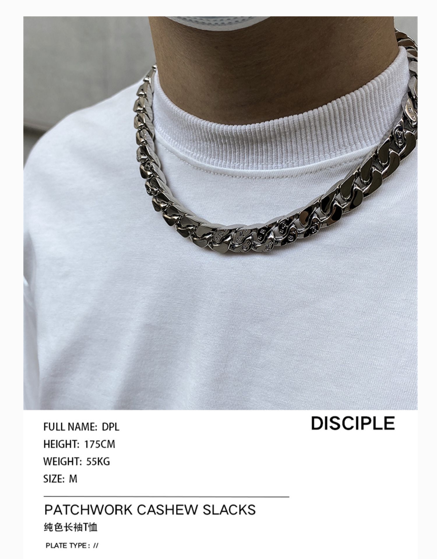 European size oversized off-the-shoulder solid color American heavyweight small collar T-shirt hip-hop pure cotton short-sleeved loose T-shirt pic 2