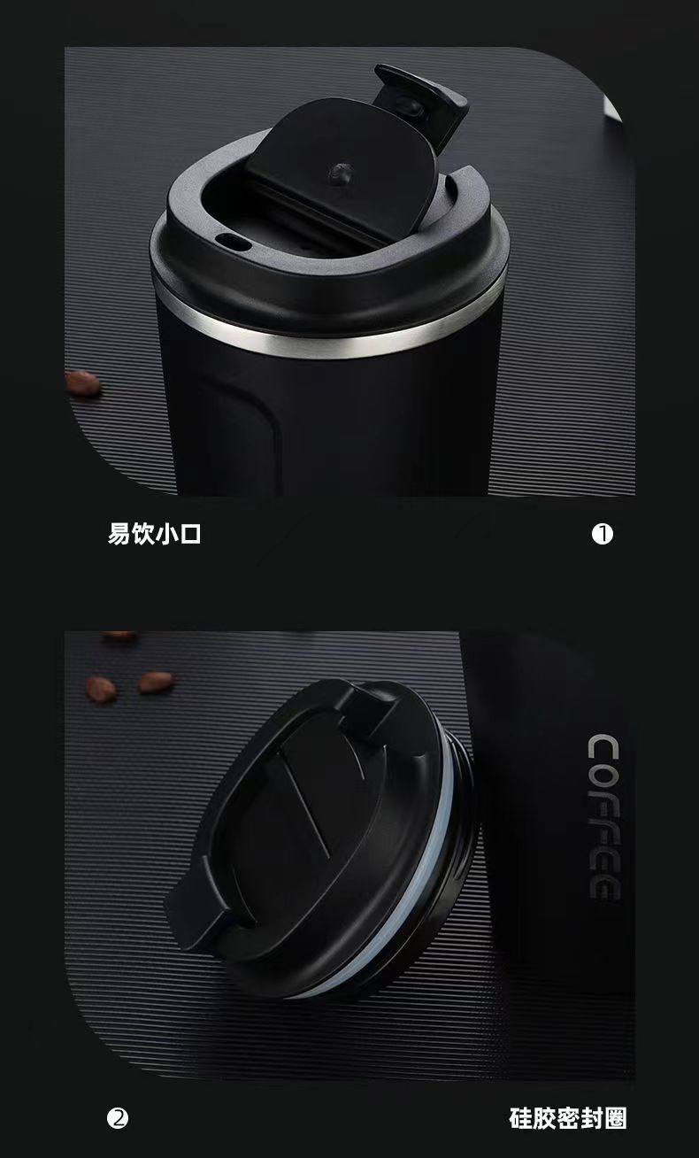 跨境简约不锈钢车载咖啡杯商务便携真空随行杯办公直饮保温杯现货详情16