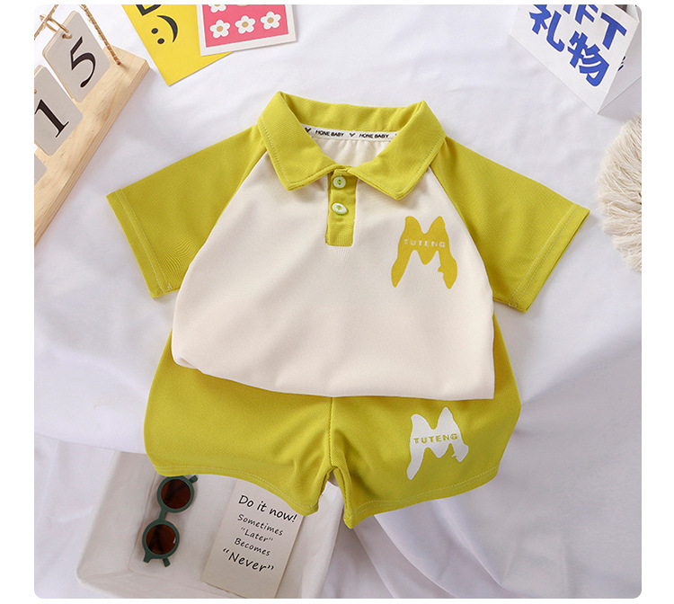 2024夏季短袖套装新款女童POLO衫男童t恤套装宝宝洋气上衣童装批详情10