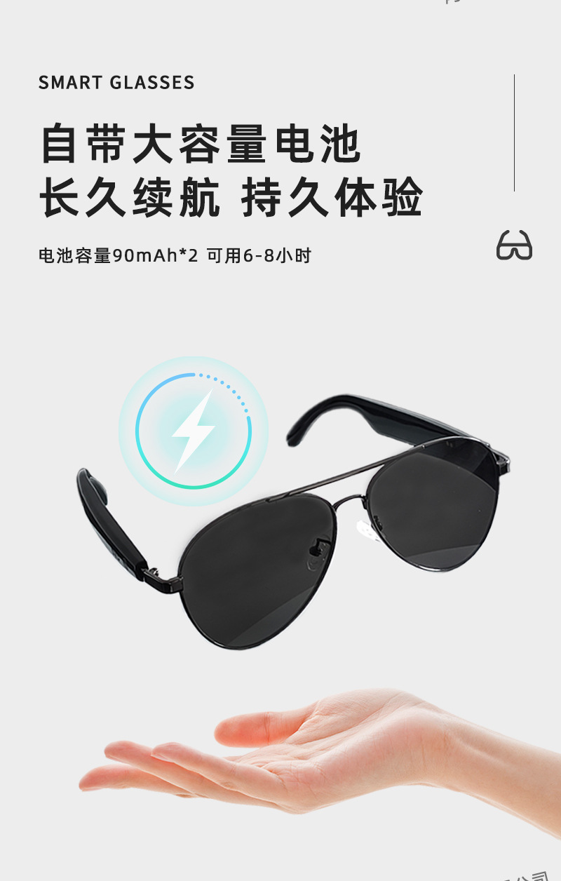 New cross-border smart glasses, fast-charging wireless Bluetooth headphones, semi-open sunglasses, multi-functional for taking photos and listening to music, trendy and fashionable pic 8