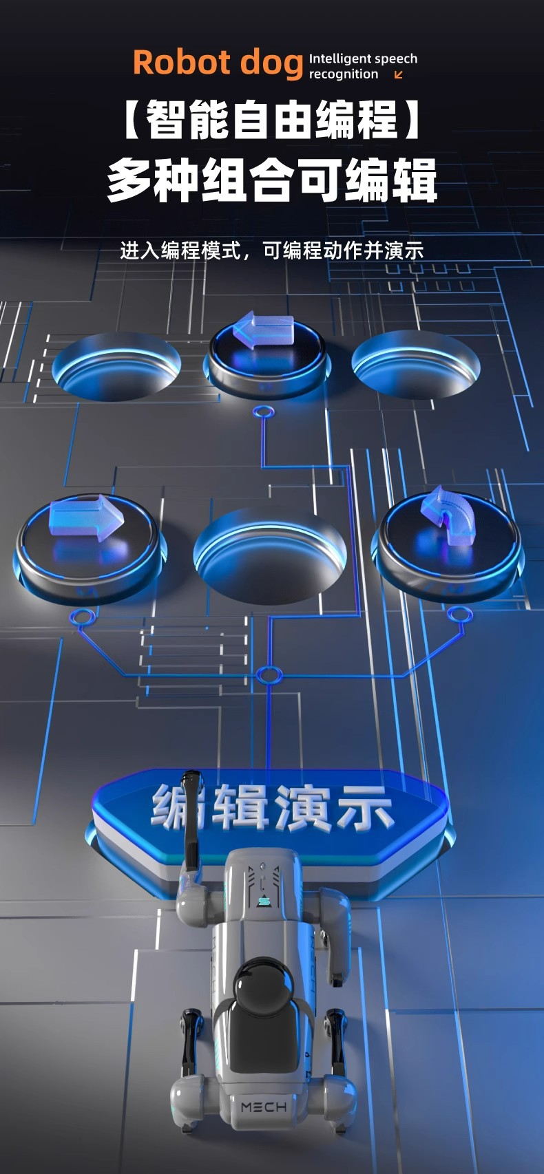 AI intelligent robot dog voice dialogue LED light high-tech APP remote control programming story dancing boys and girls toys pic 9