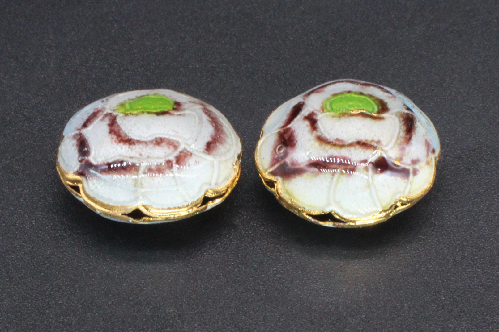 Traditional high-temperature enamel mechanism silver-blue ancient-style jewelry accessory, back cloud partition bead cloisonne 19mm mille-feuille flower pic 12