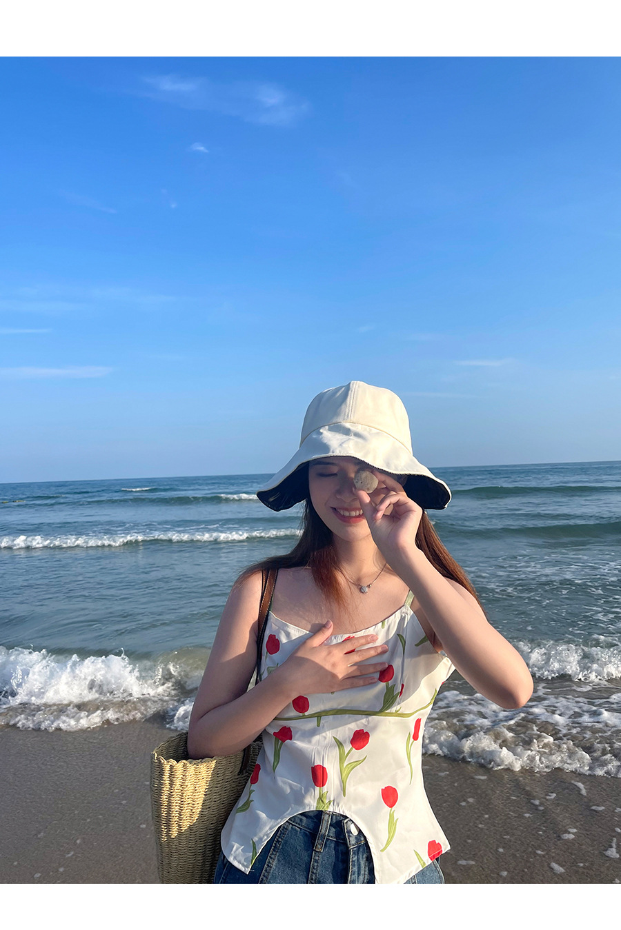杨同学品牌女士夏季防晒帽 蝴蝶结装饰大帽檐黑胶渔夫帽 防紫外线遮阳帽子 成人尺寸太阳帽详情9