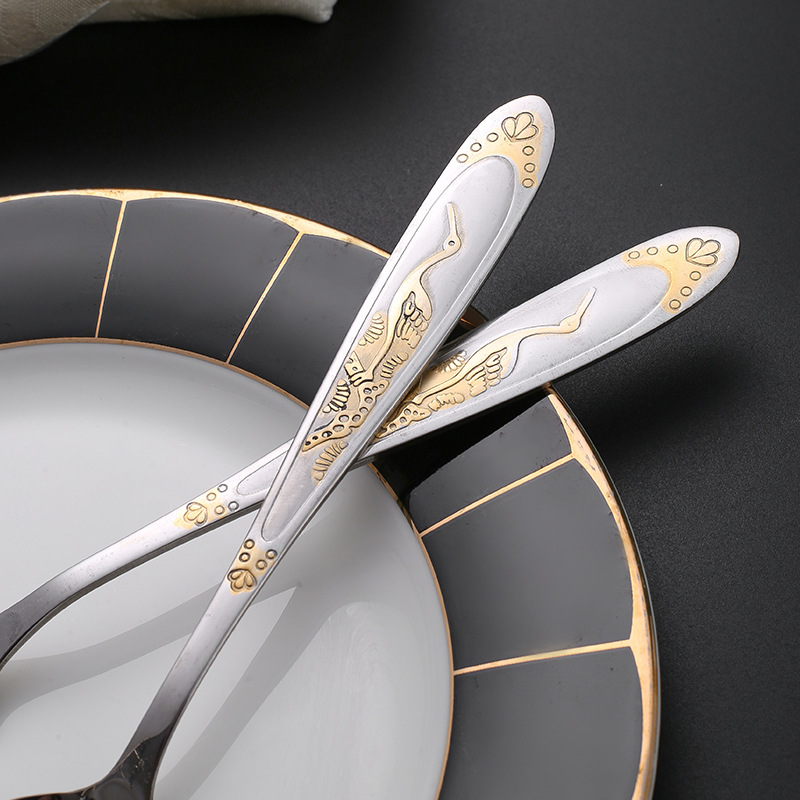Stainless steel high appearance level spoons, salad forks, tableware sets, dessert coffee spoons, beef rib forks wholesale pic 5