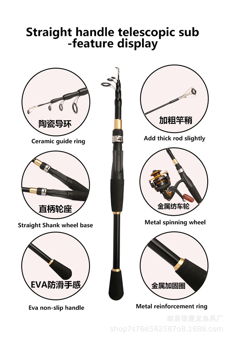 Ultra-short circuit sub-rod telescopic small sea rod portable mini fishing rod, casting rod, boat rod, cross-border special fishing rod set pic 6
