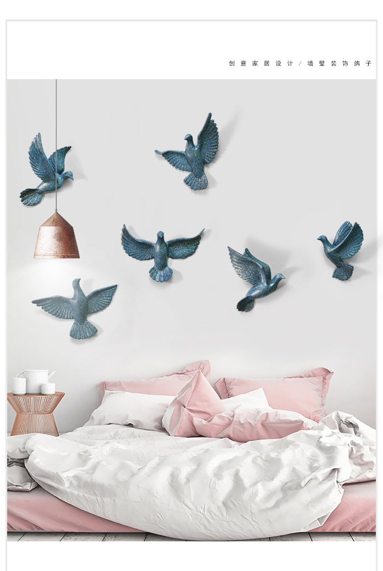 Cross-border supply of pigeon wall decorations, resin handicrafts, living room TV background wall decorations, soft furnishings, wall hangings pic 1