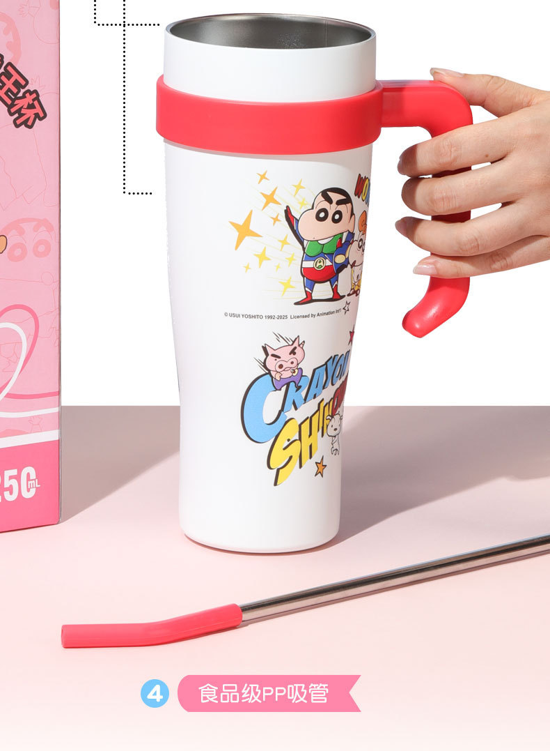 【正版蜡笔小新】新款卡通桌面保温杯保冷冰霸杯高颜值可爱吸管杯详情13