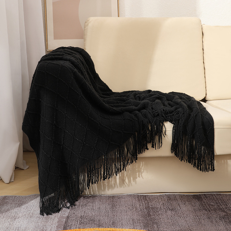 Knitted blanket, sofa blanket, cover blanket, fringed thin blanket, office air conditioning blanket, bay window blanket, summer nap blanket, small blanket pic 56