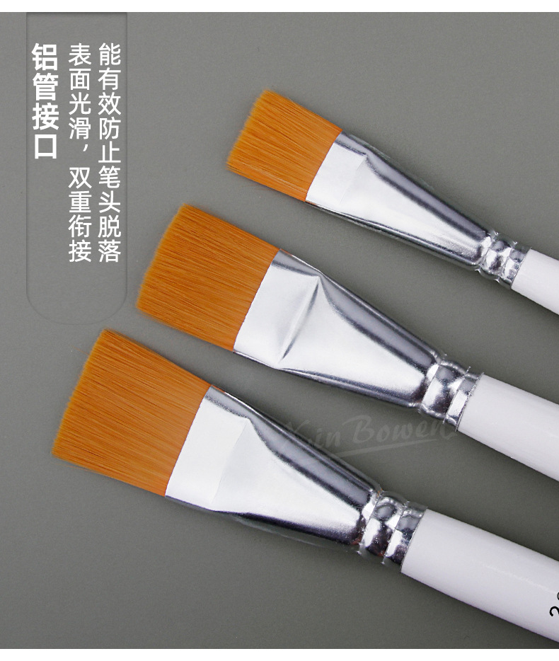 欣博文跨境油画笔刷3支短杆套装尼龙毛美术绘画水彩板刷学生丙烯画刷子美术用品详情6