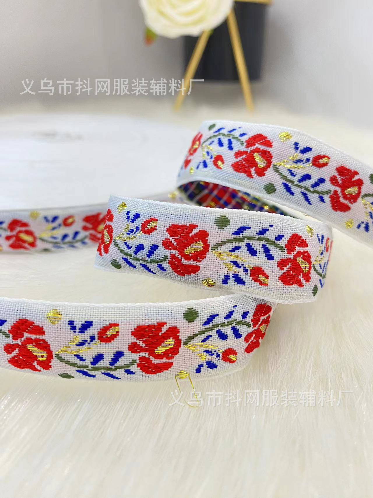 现货民族风提花织带diy蝴蝶结刺绣织带国风发饰发夹服饰包边带详情6