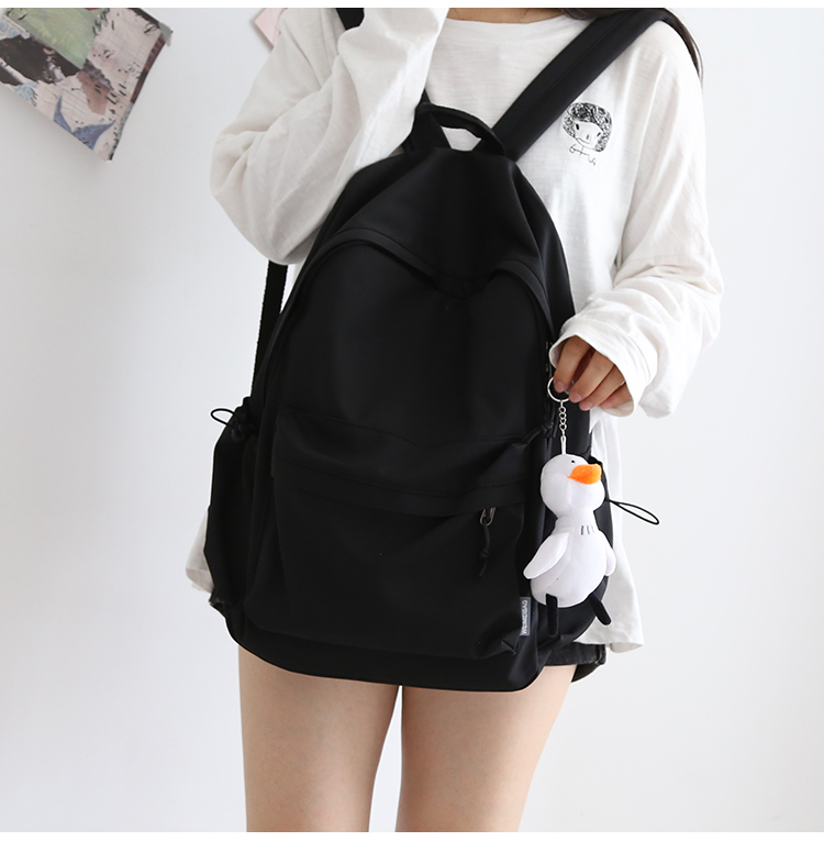 NR森系百搭纯色双肩包男书包女大学生韩版高中背包女双肩大小款详情24