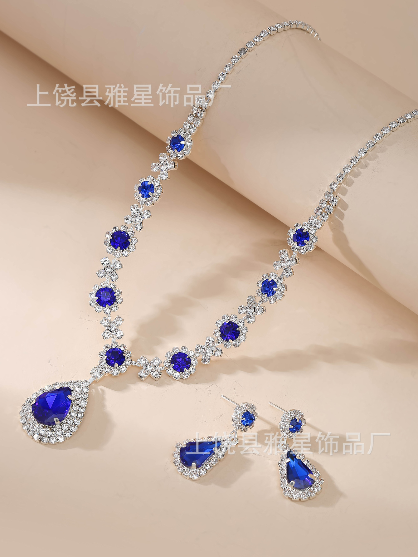 Europa y américa ins gota de agua conjunto de joyería personalidad moda color strass collar pendientes conjunto de novia accesorios pic 15