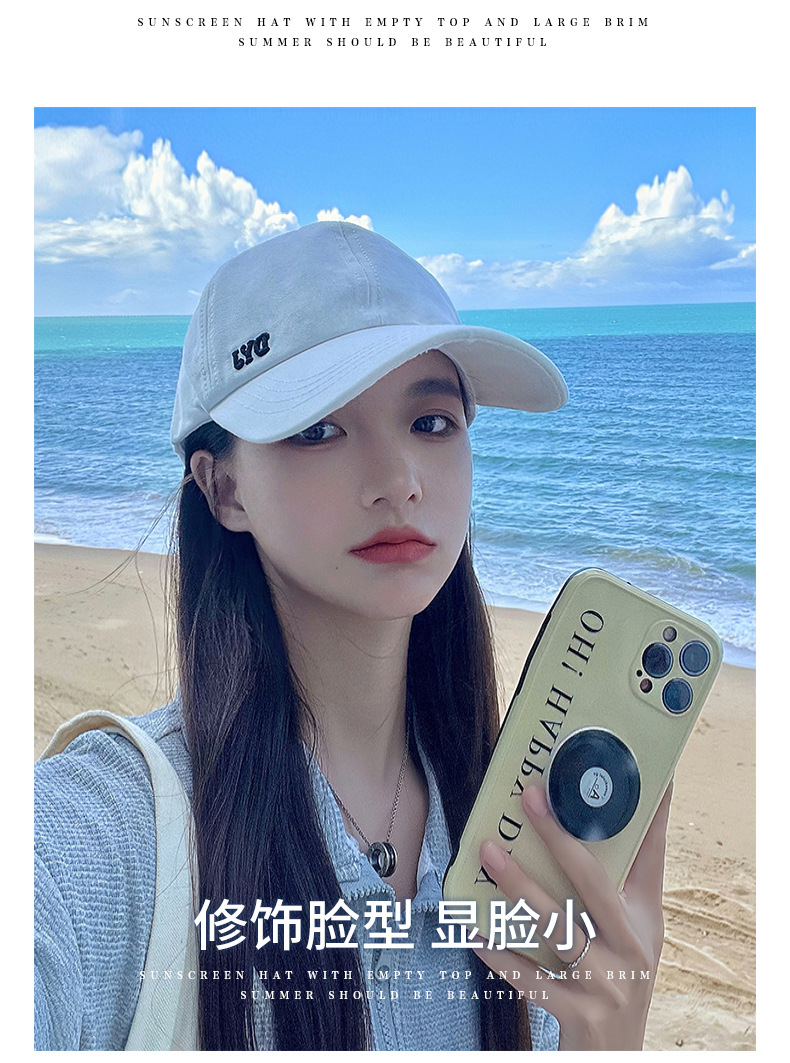 半空顶棒球帽女生可扎马尾辫显脸小鸭舌帽子春夏季防晒运动帽露思详情5